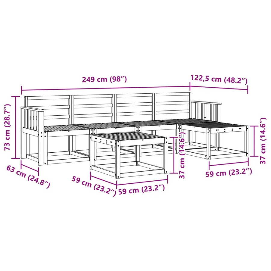 Ensemble de canapés d'extérieur 6 pcs Naturel - 9