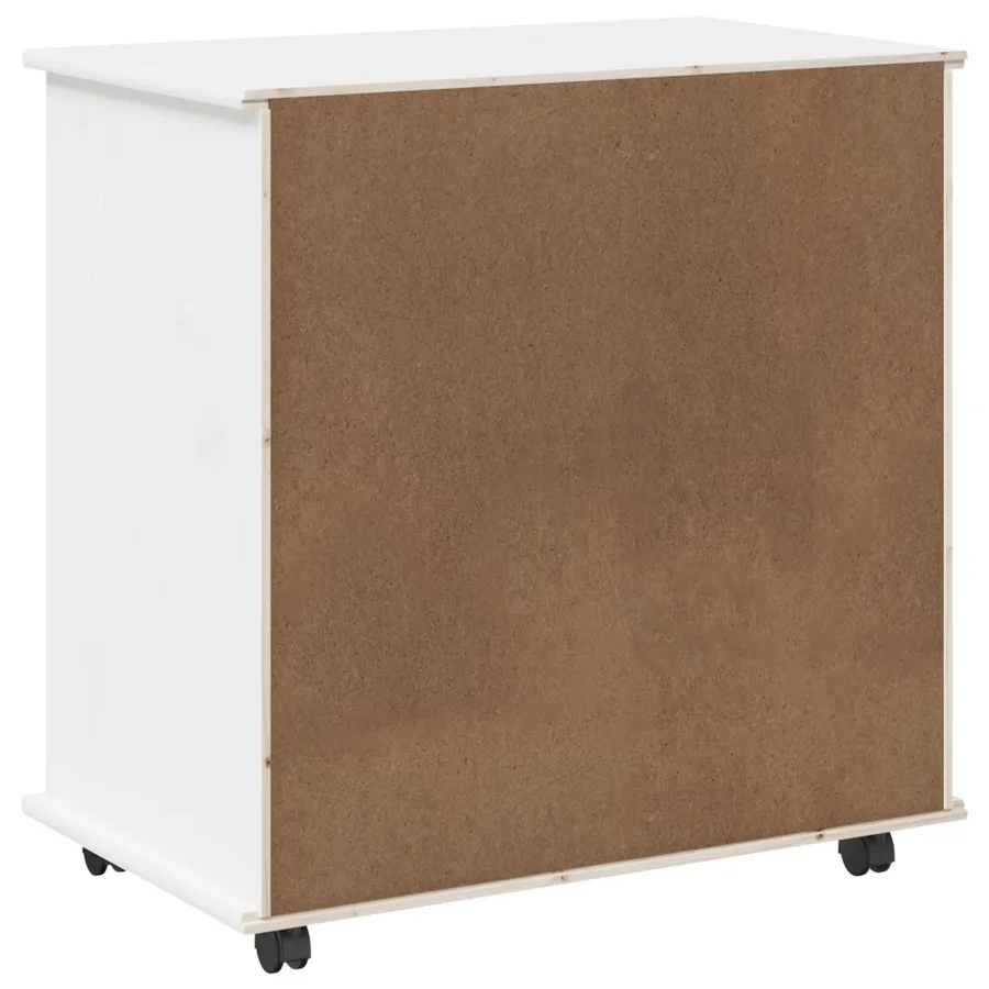 Cabinet roulant Blanc 63,5 x 39 x 65,5 cm Bois de Pin Massif - 7