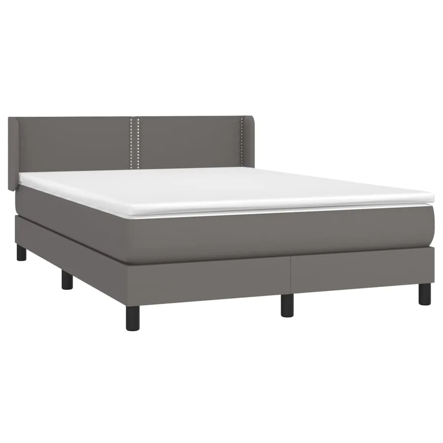Sommier à lattes de lit avec matelas Gris 140x190 cm Similicuir - 3