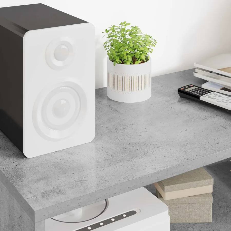 Meuble TV Gris béton 100 x 35 x 40 cm Bois d'ingénierie - 4