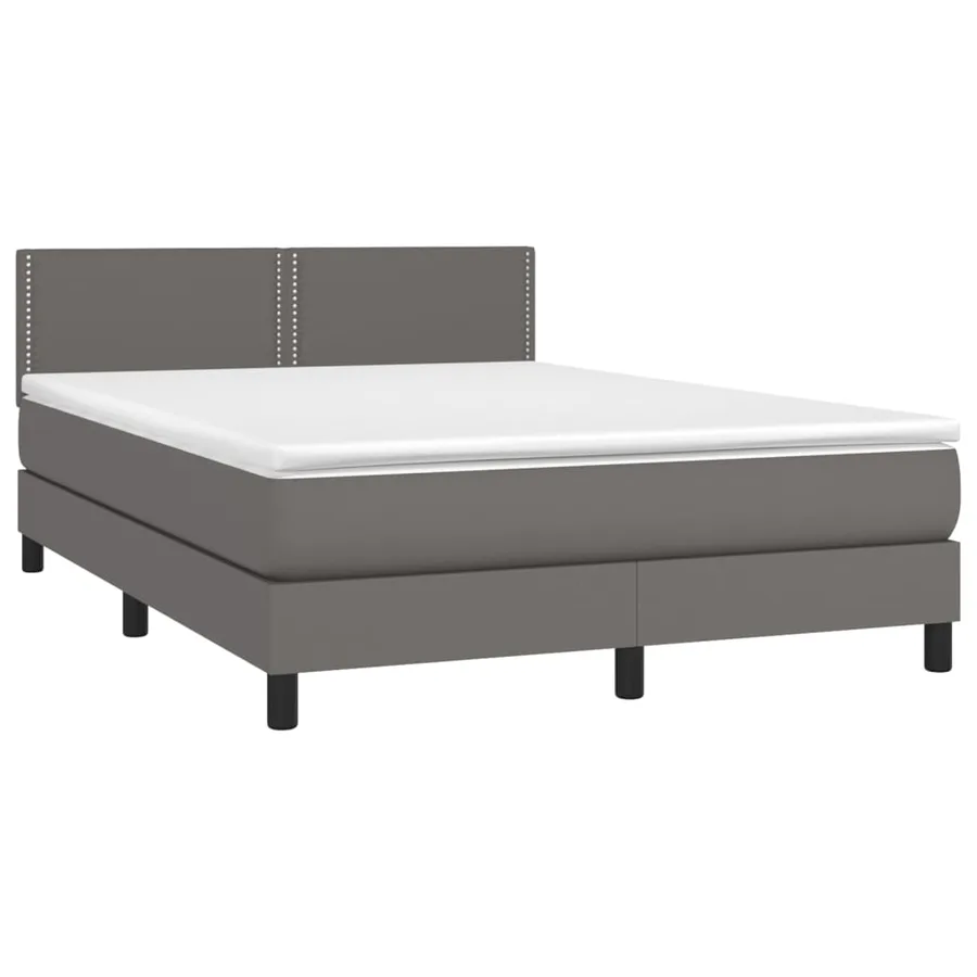 Sommier à lattes de lit avec matelas et LED Gris 140x190 cm - 3