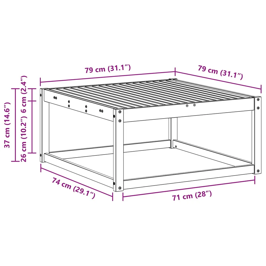Table de jardin Naturel 79 x 79 x 37 cm - 9