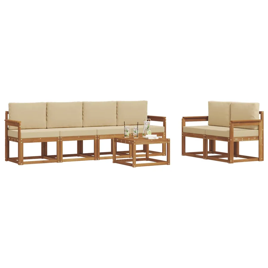 Ensemble de canapés d'extérieur 7 pcs Naturel et Beige - 3