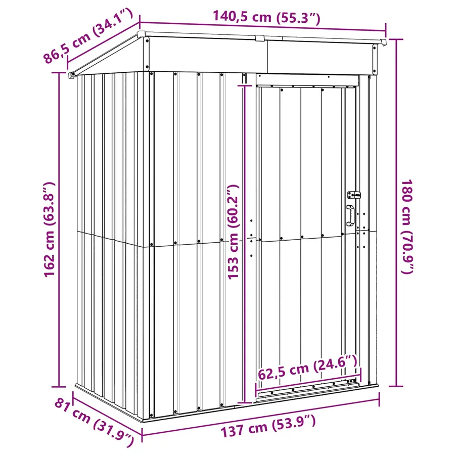 Cabanons de jardin Anthracite 137 x 81 x 180 cm Métал - 11