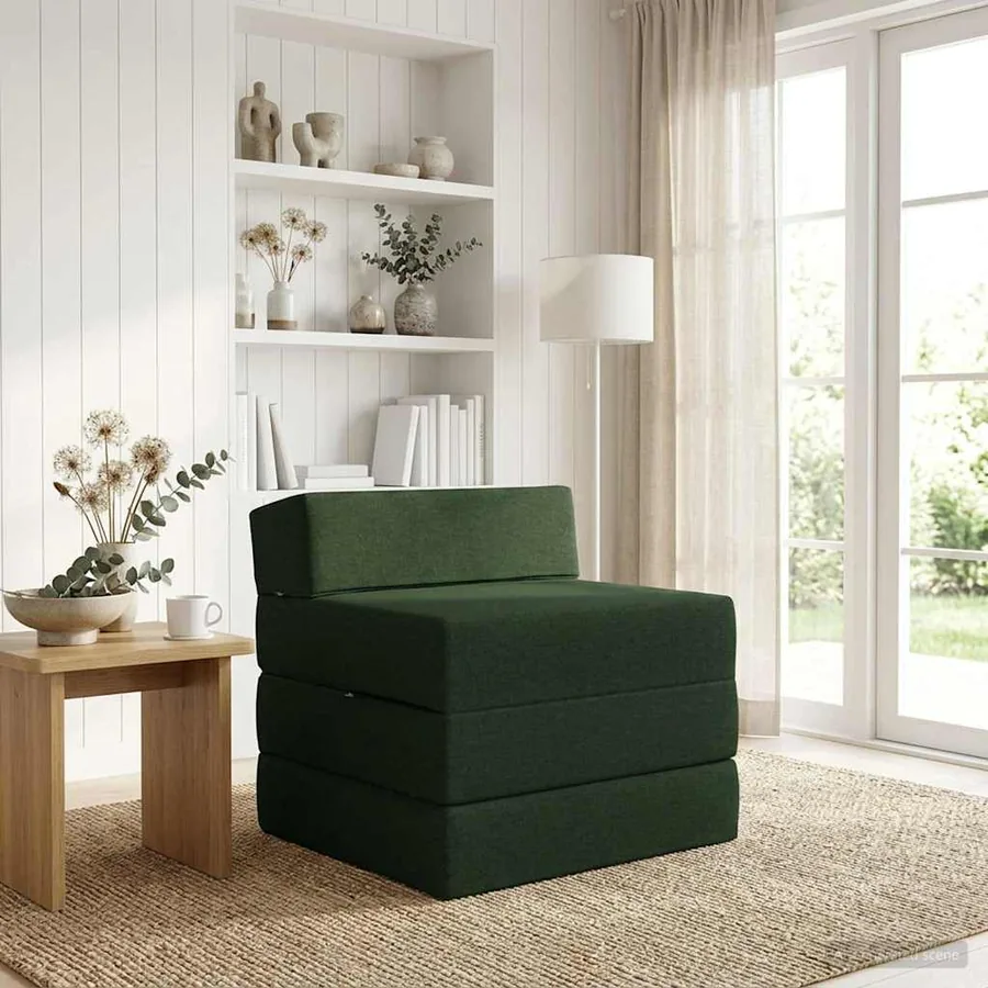 Canapé-lit pliable Vert foncé 200 x 70 x 15 cm Tissu