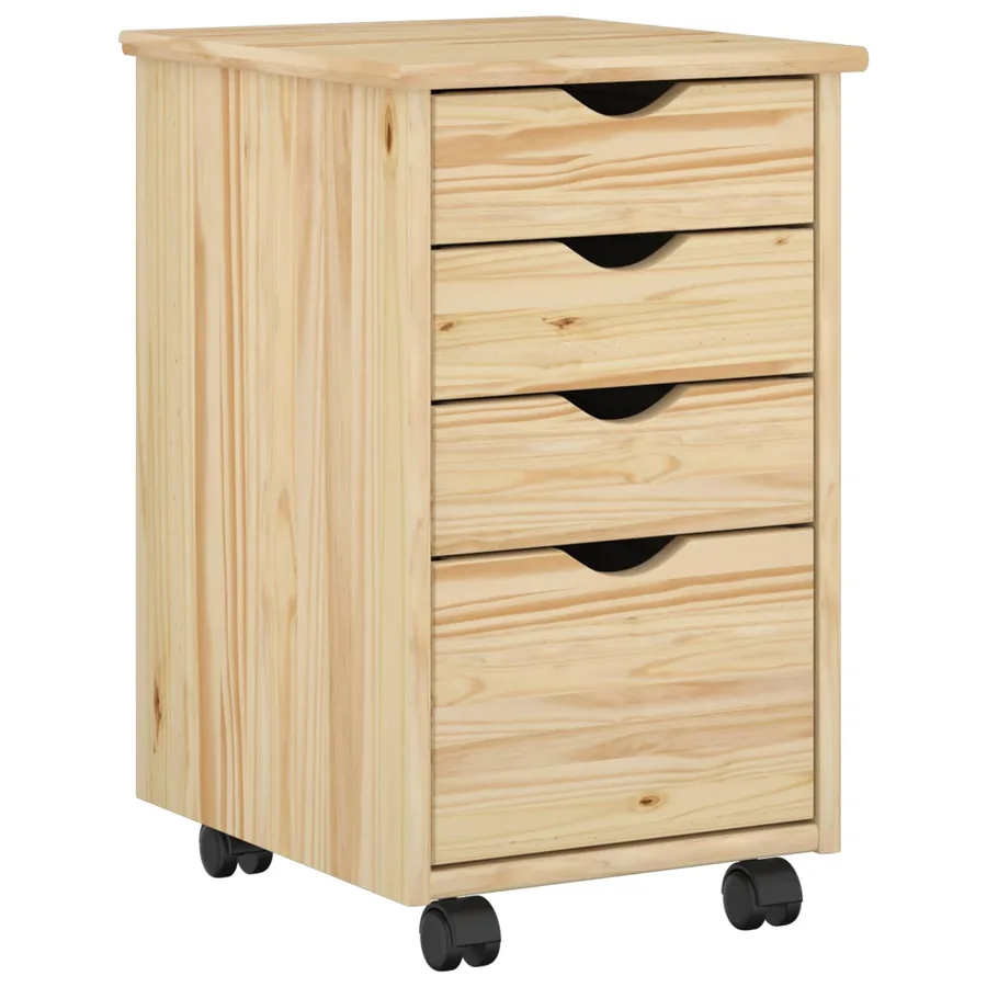 Cabinet roulant avec roue Marron 34 x 39 x 56 cm Pin massif - 2