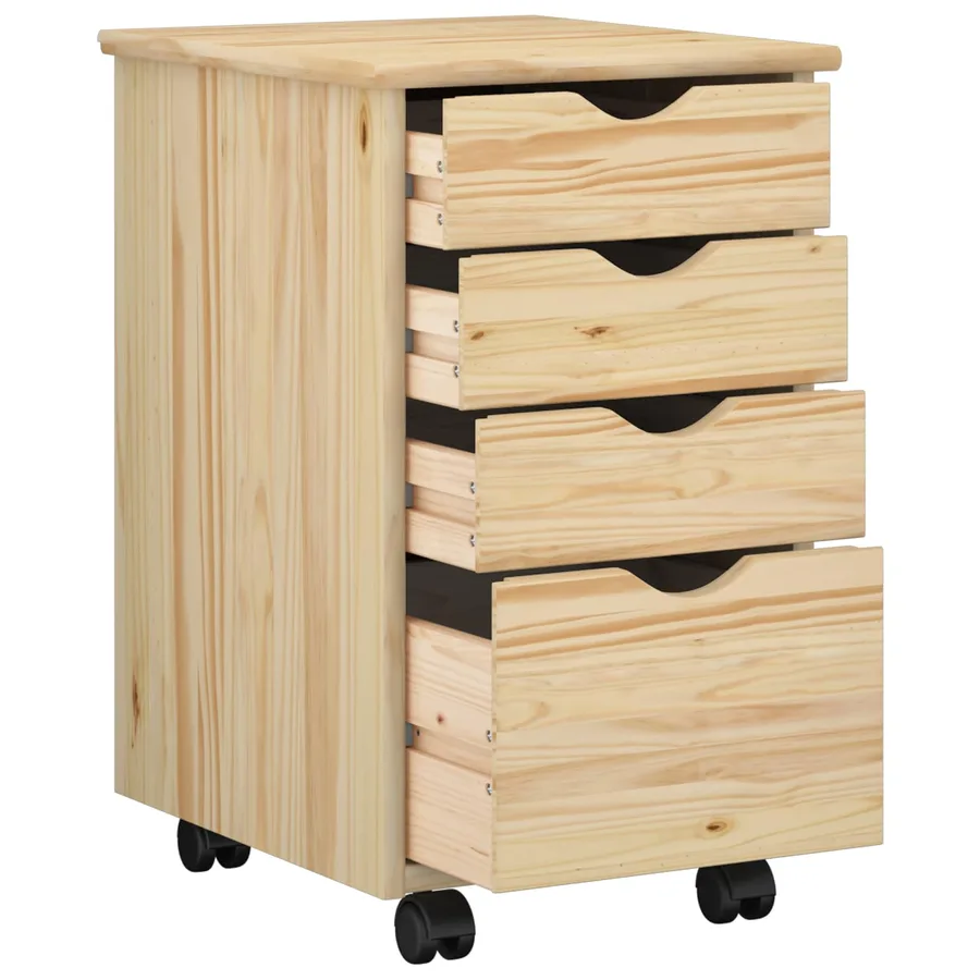 Cabinet roulant avec roue Marron 34 x 39 x 56 cm Pin massif - 3