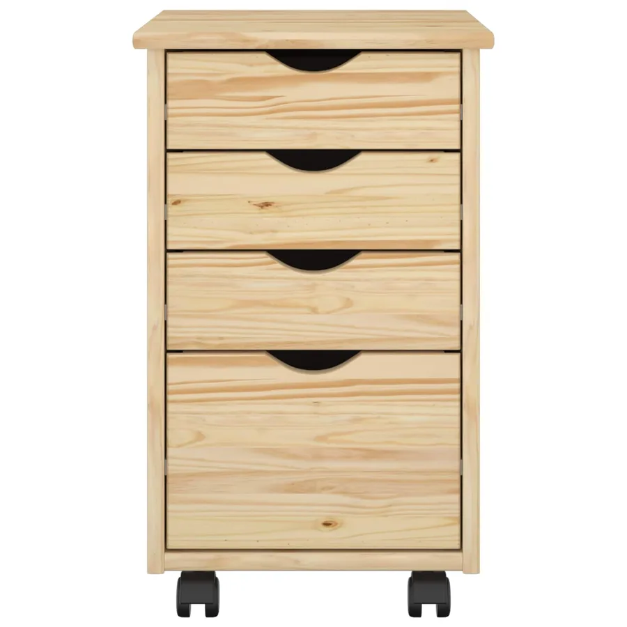 Cabinet roulant avec roue Marron 34 x 39 x 56 cm Pin massif - 4