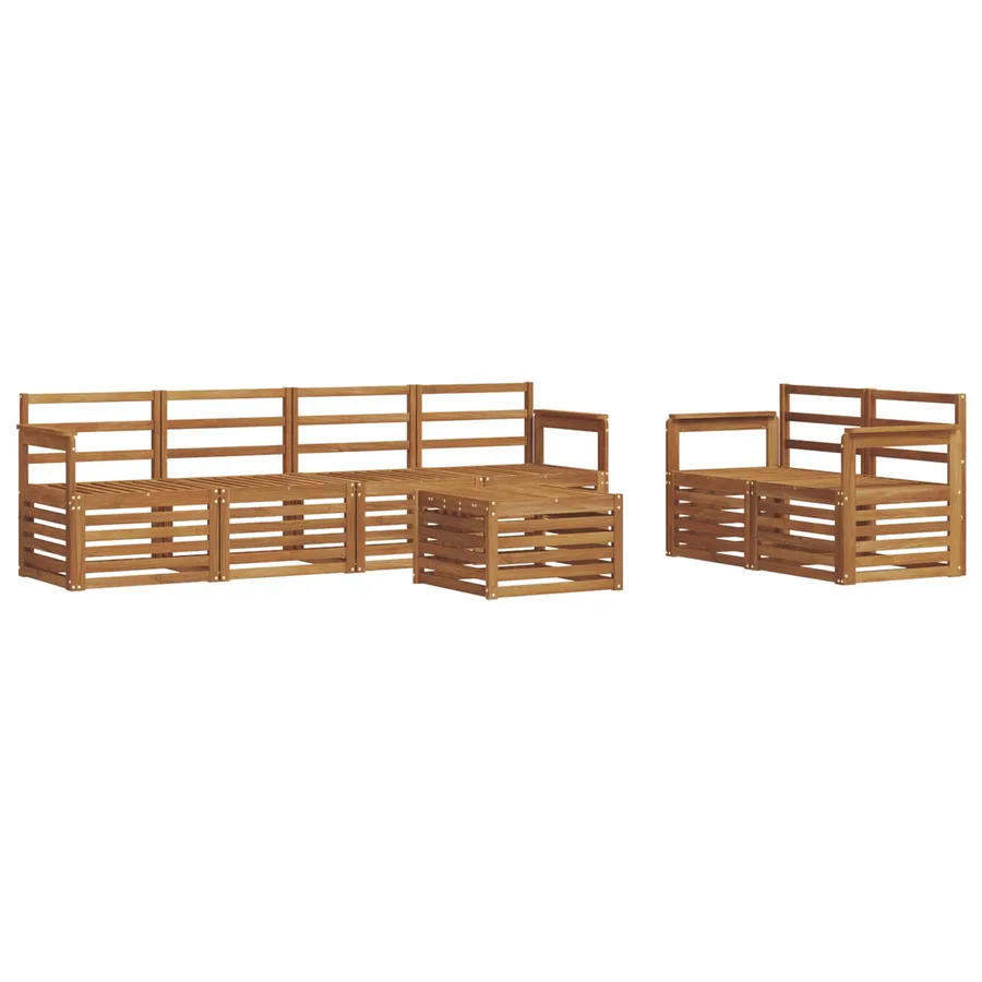 Ensemble de canapés d'extérieur 7 pcs Naturel - 2