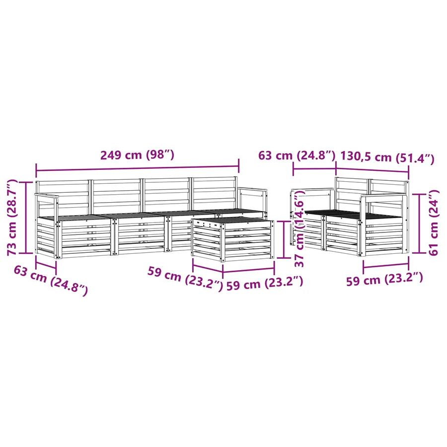 Ensemble de canapés d'extérieur 7 pcs Naturel - 9