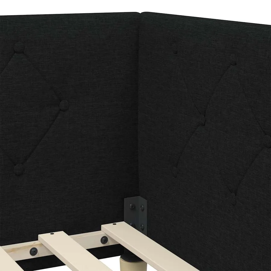 Cadre de lit d'angle Noir 90 x 190 cm tissu - 10