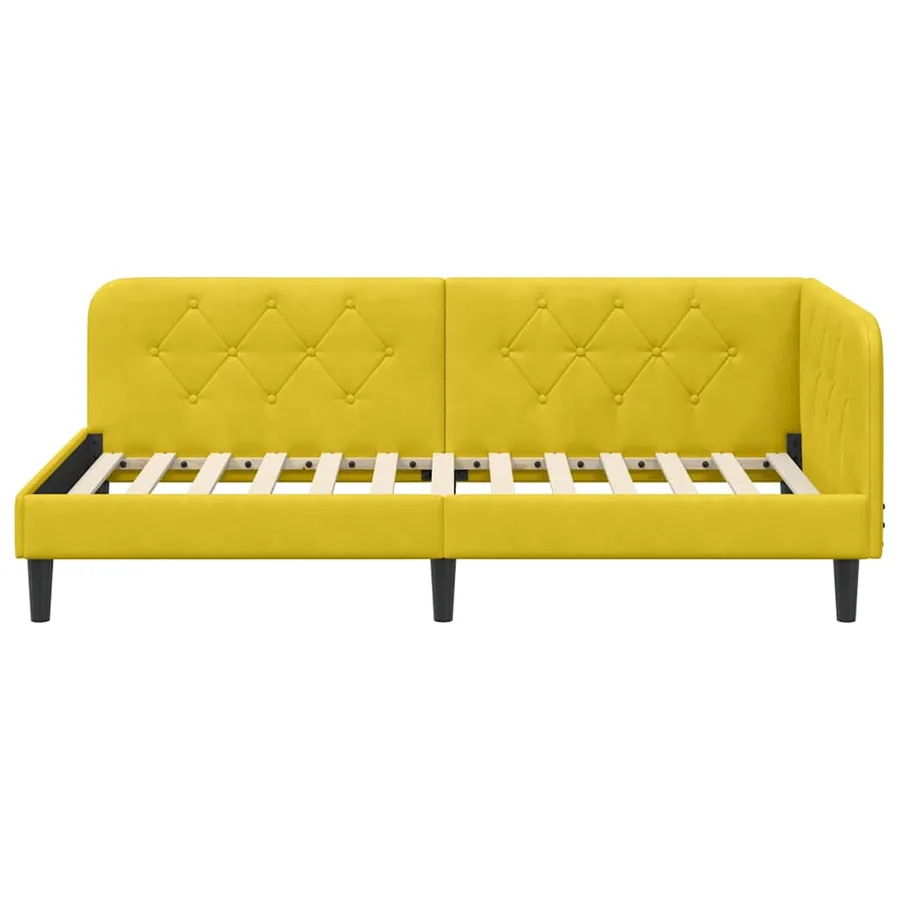 Cadre de lit d'angle Jaune 100 x 200 cm Velours - 5