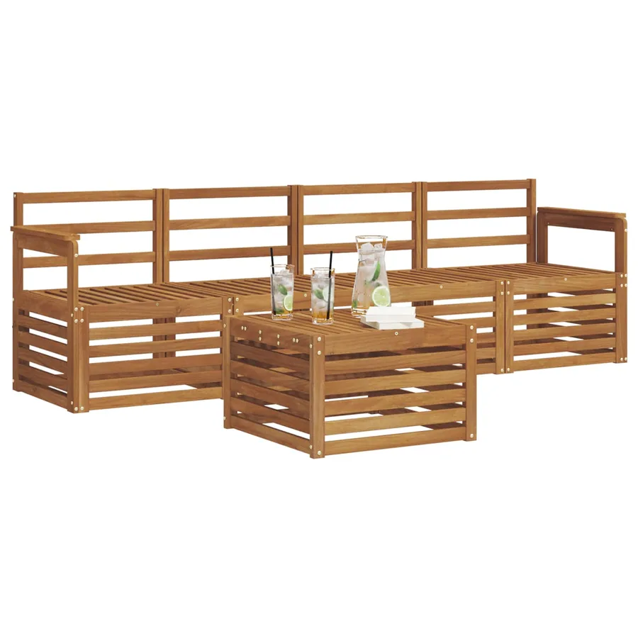 Ensembles de canapés 5 pcs Naturel Bois d'Acacia Massif - 3