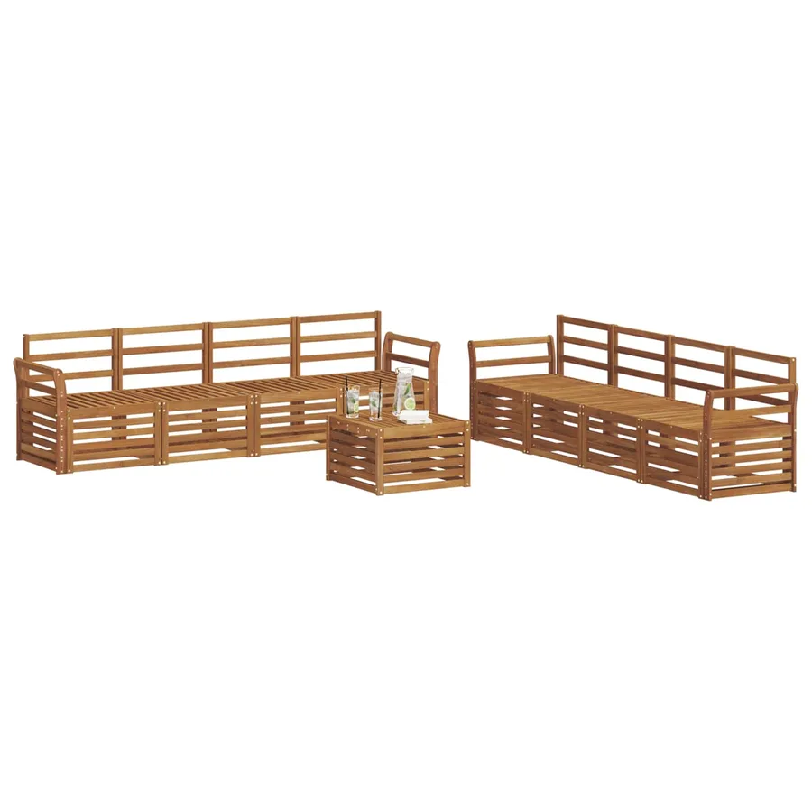 Ensembles de canapés 9 pcs Naturel Bois d'Acacia Massif - 3
