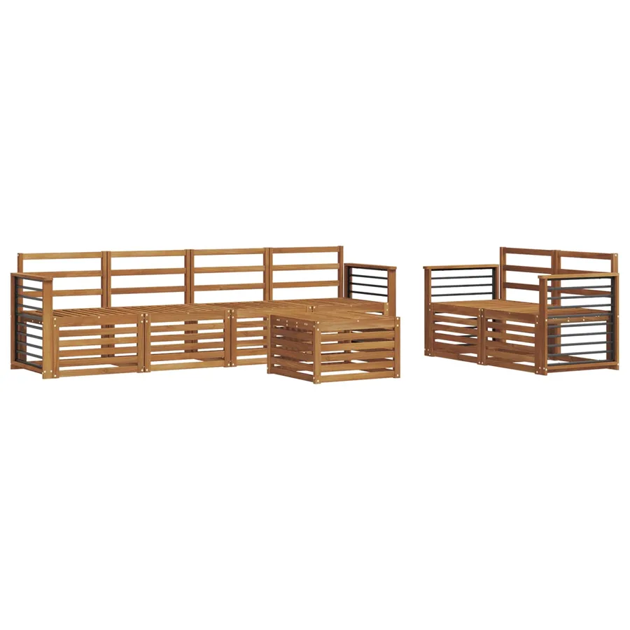 Ensembles de canapés 7 pcs Naturel Bois d'Acacia Massif - 2