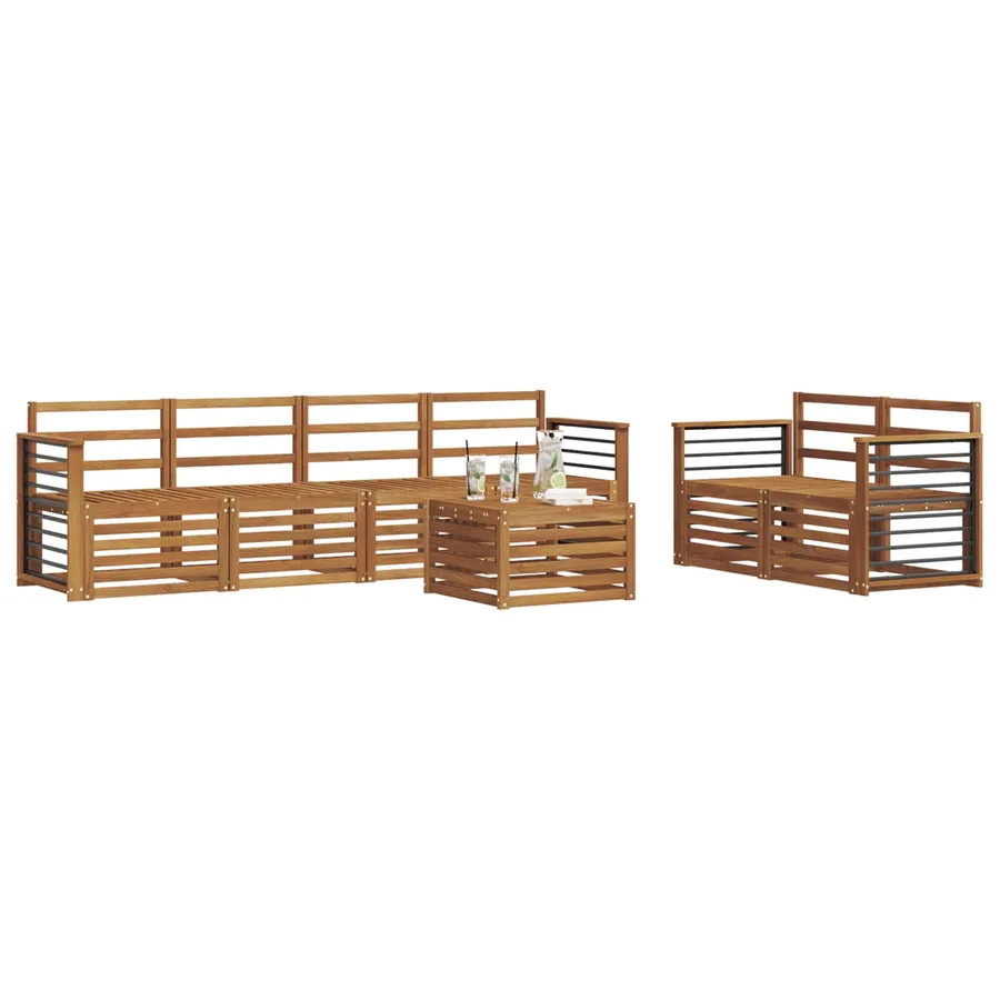 Ensembles de canapés 7 pcs Naturel Bois d'Acacia Massif - 3