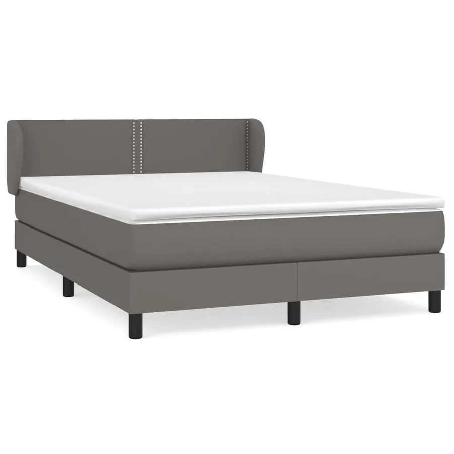 Sommier à lattes de lit avec matelas Gris 140x190 cm Similicuir - 2