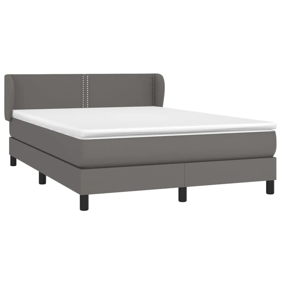 Sommier à lattes de lit avec matelas Gris 140x190 cm Similicuir - 3