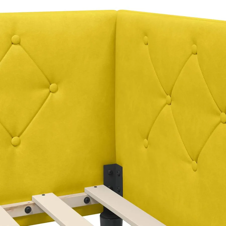 Cadre de lit d'angle Jaune 100 x 200 cm Velours - 8
