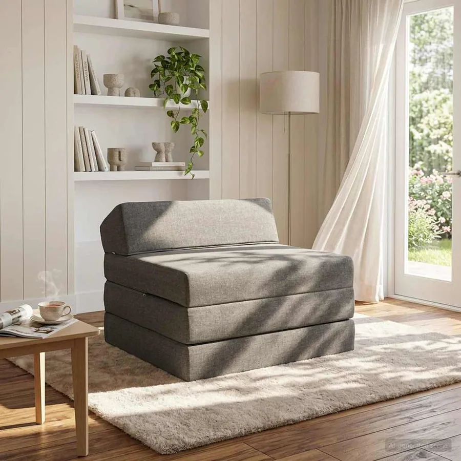 Canapé-lit pliable Gris clair 200 x 70 x 10 cm Tissu