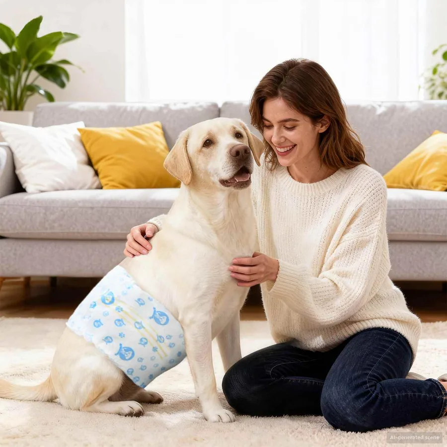 Protection Hygiénique Jetable pour Chien Mâle 30 pcs Blanc L