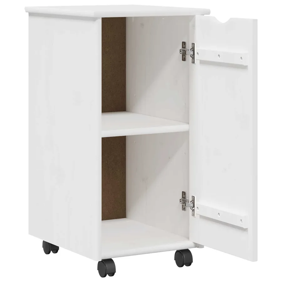 Cabinet roulant Blanc 34 x 39 x 65,5 cm Bois de Pin Massif - 4