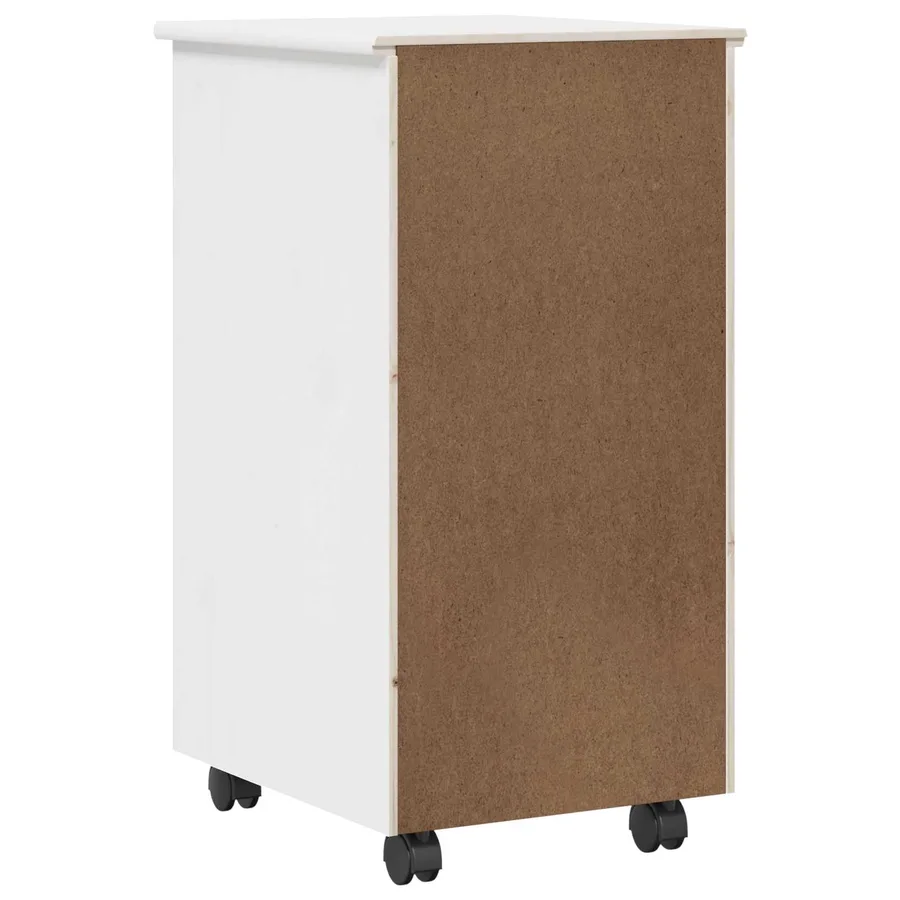 Cabinet roulant Blanc 34 x 39 x 65,5 cm Bois de Pin Massif - 7