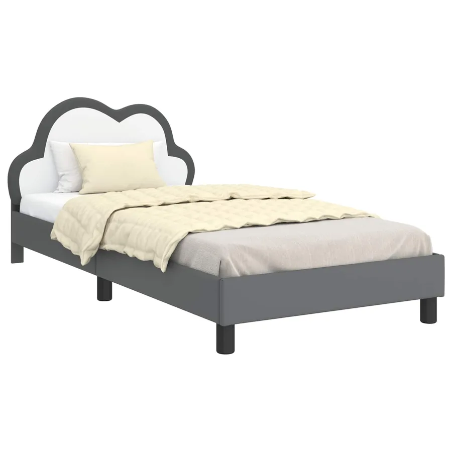 Cadre de lit pour enfants avec tête de lit Gris clair PU - 2