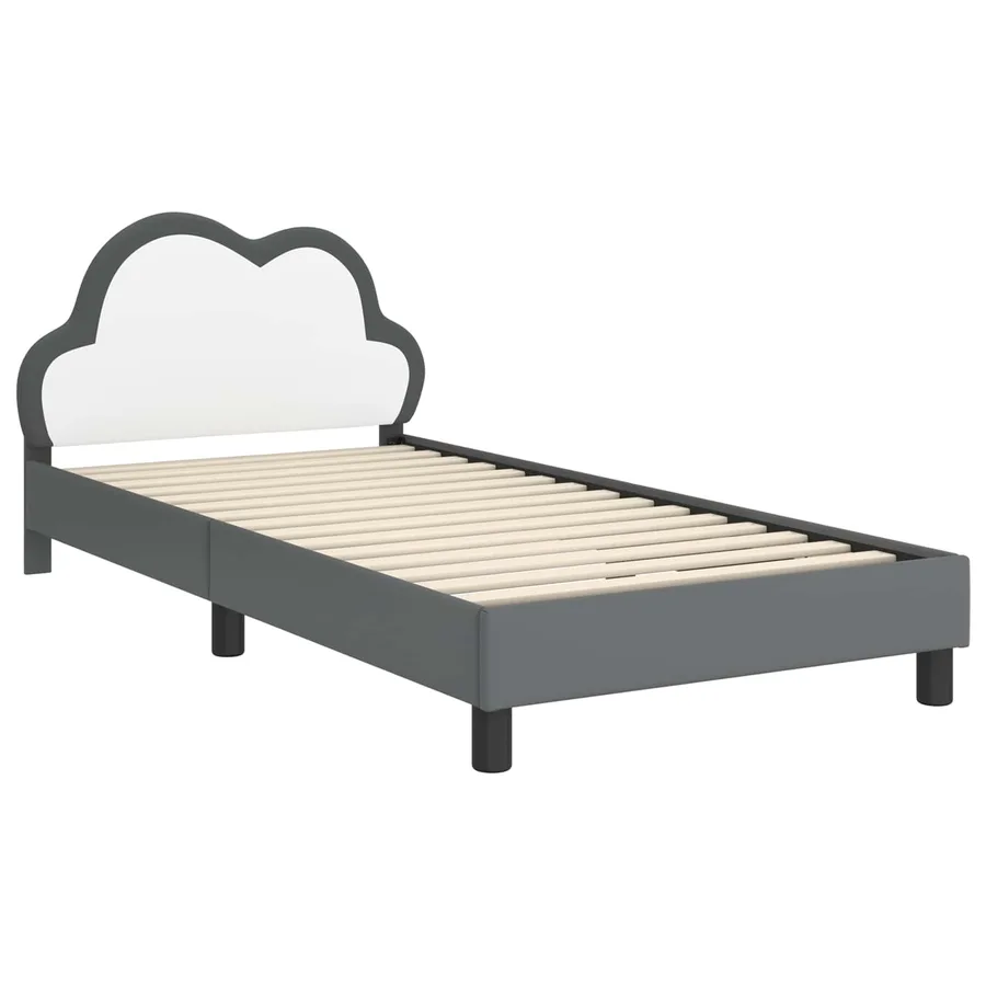 Cadre de lit pour enfants avec tête de lit Gris clair PU - 4
