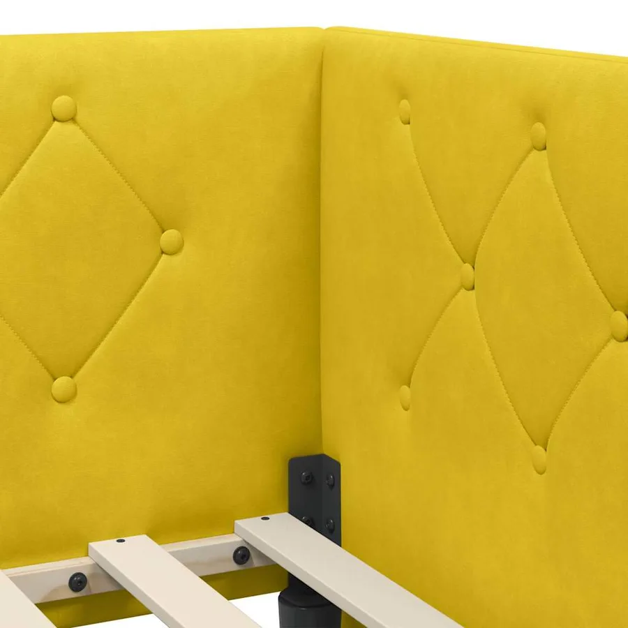 Cadre de lit d'angle Jaune 80 x 200 cm Velours - 10