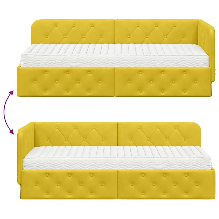 Cadre de lit d'angle Jaune 80 x 200 cm Velours - 12