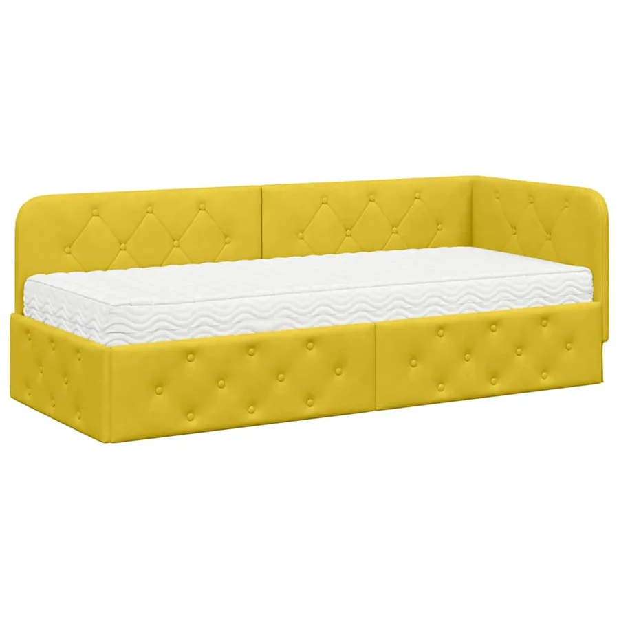 Cadre de lit d'angle Jaune 80 x 200 cm Velours - 2