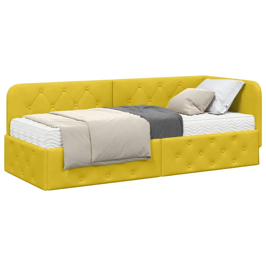 Cadre de lit d'angle Jaune 80 x 200 cm Velours - 3