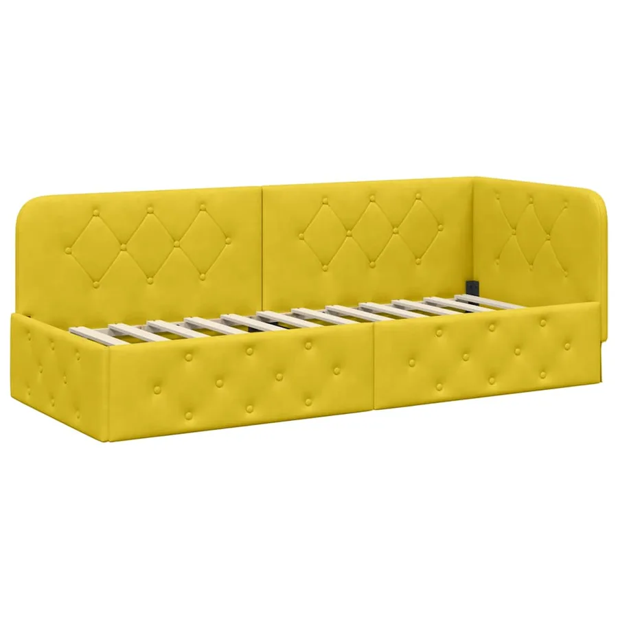 Cadre de lit d'angle Jaune 80 x 200 cm Velours - 6