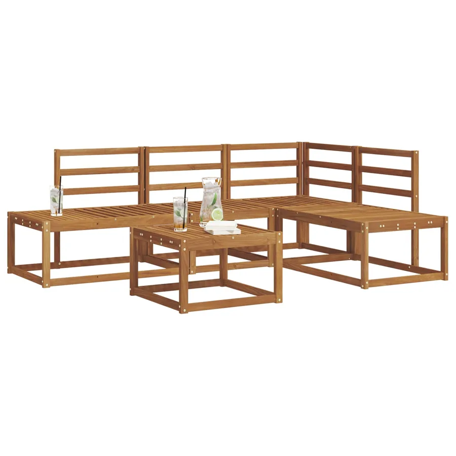 Ensemble de canapés d'extérieur 5 Pièce Naturel - 3