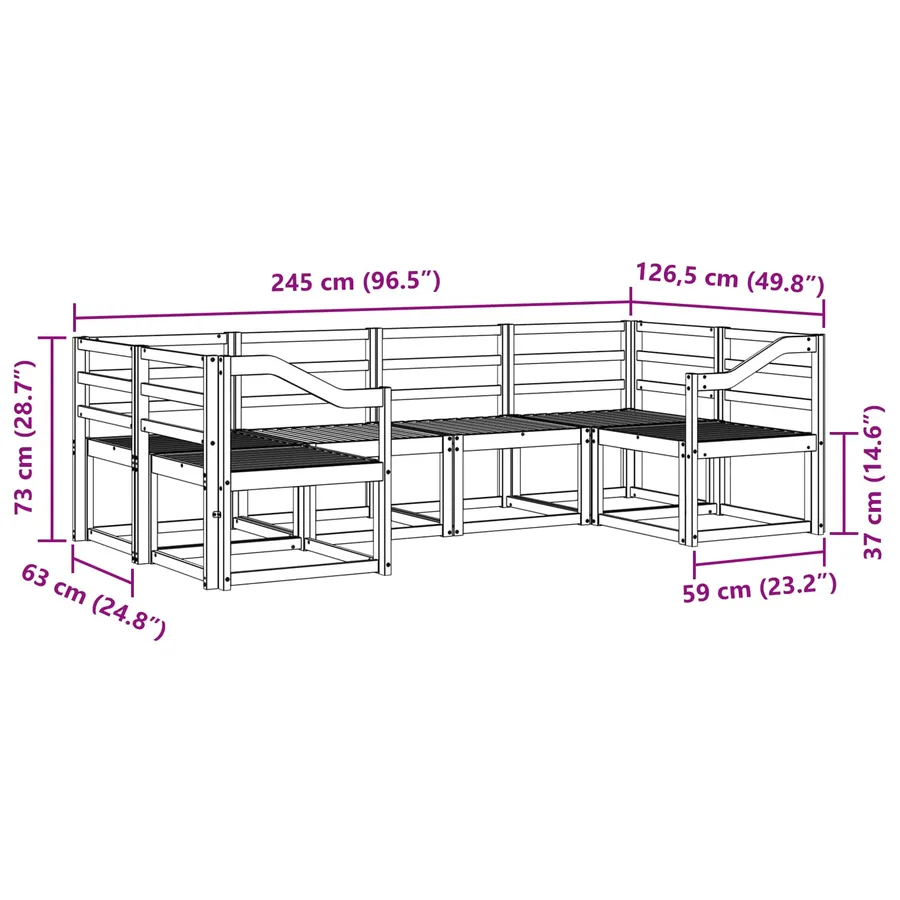 Ensemble de canapés d'extérieur 6 pcs Naturel - 7