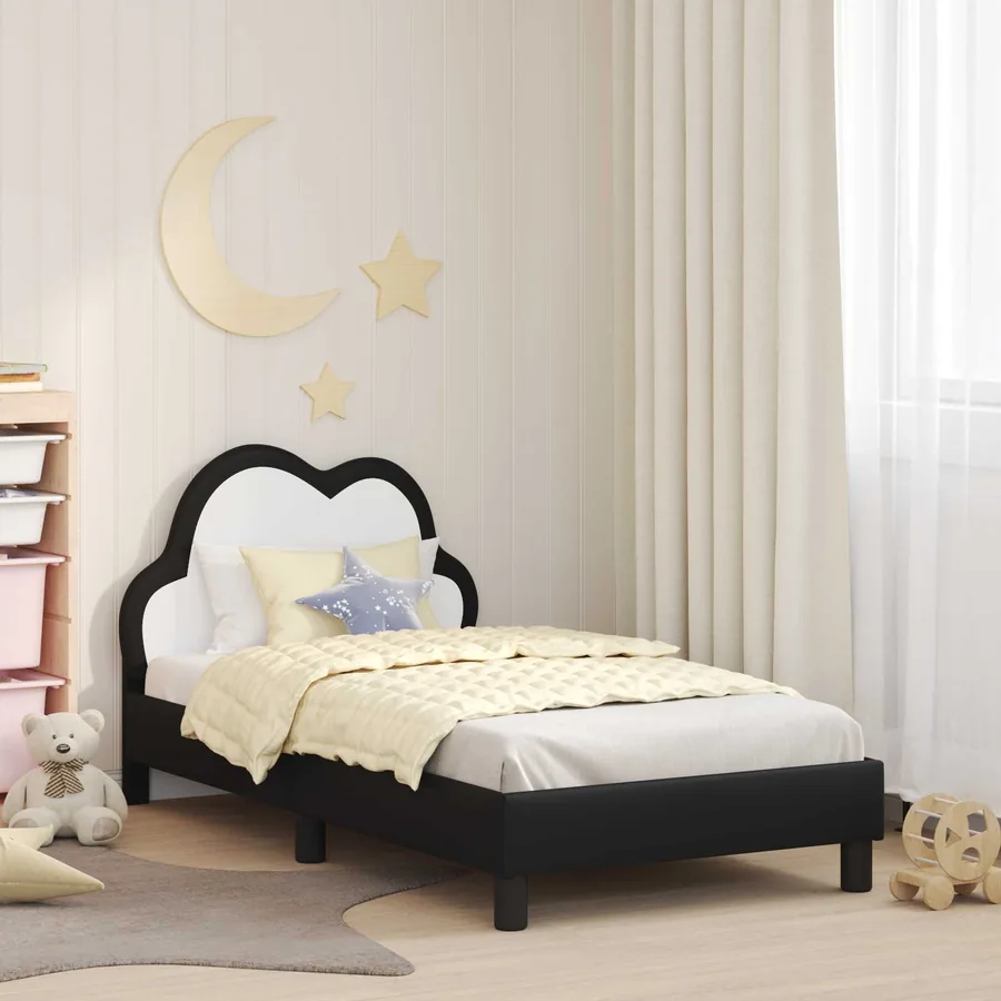 Cadre de lit pour enfants avec tête de lit Noir 80 x 160 cm PU