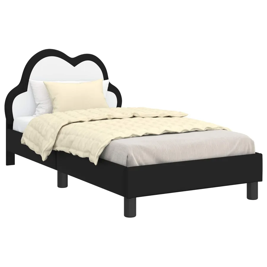 Cadre de lit pour enfants avec tête de lit Noir 80 x 160 cm PU - 2