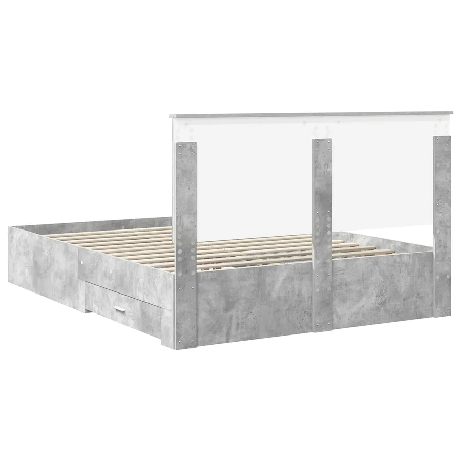 Cadre de lit Gris béton 150 x 200 cm Bois d'ingénierie - 8