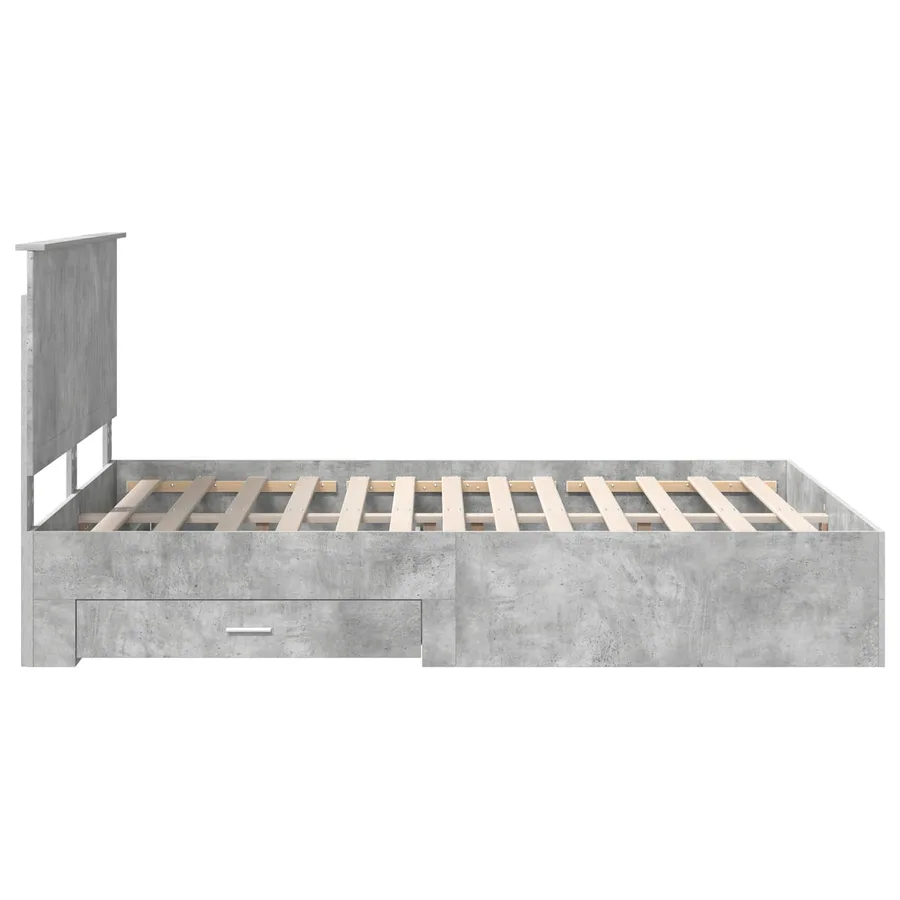 Cadre de lit Gris béton 150 x 200 cm Bois d'ingénierie - 9