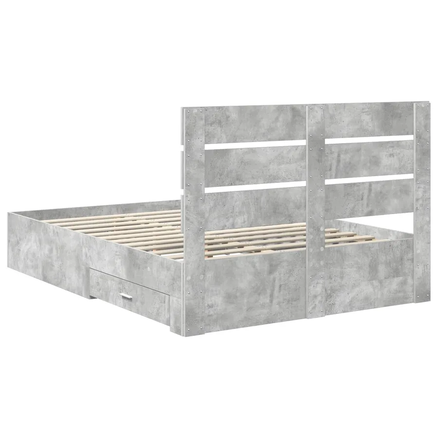 Cadre de lit Gris béton 150 x 200 cm Bois d'ingénierie - 10