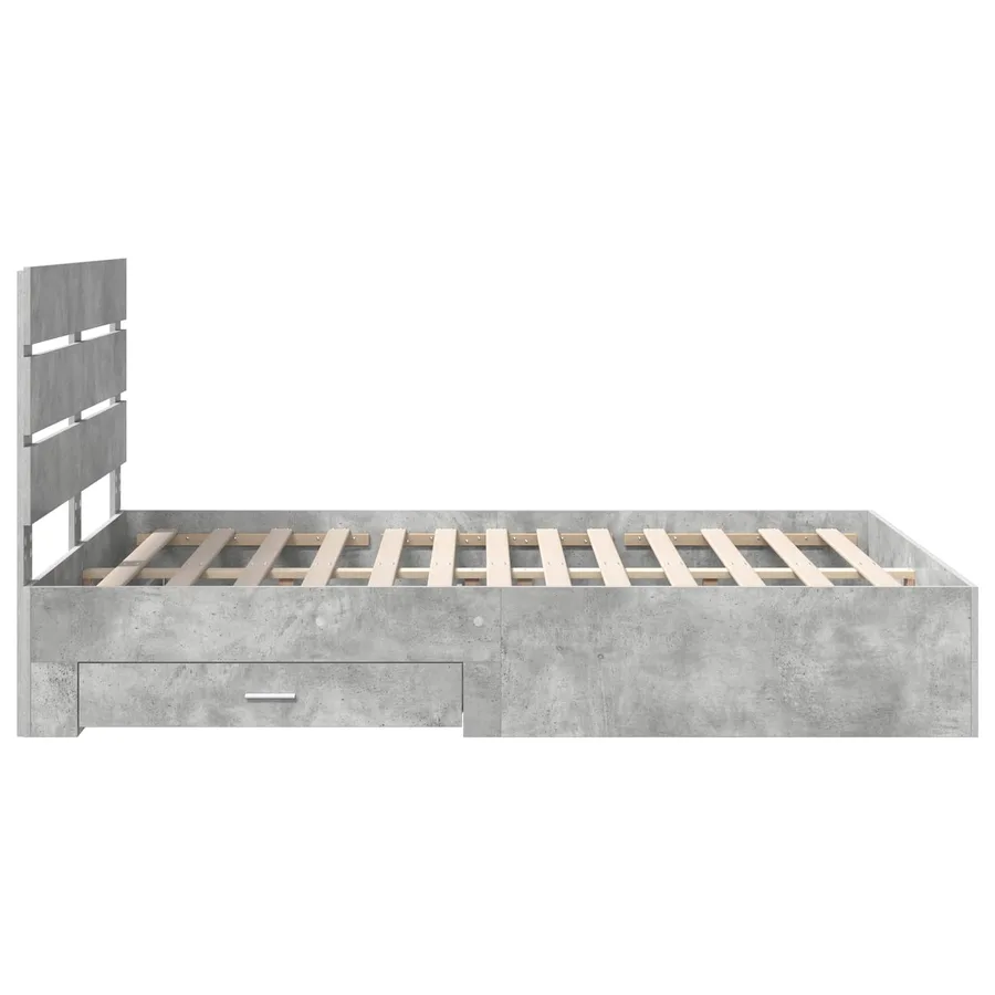 Cadre de lit Gris béton 150 x 200 cm Bois d'ingénierie - 9