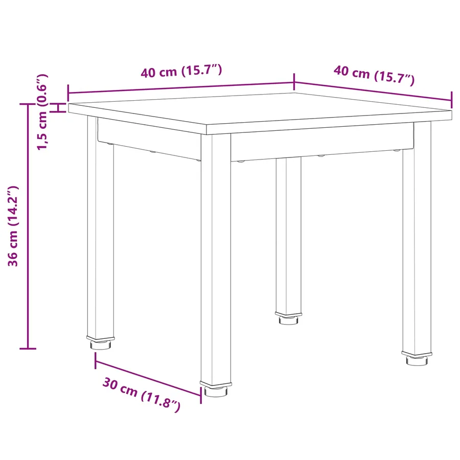 Table basse Blanc 40 x 40 x 36 cm Bois de pin massif - 11
