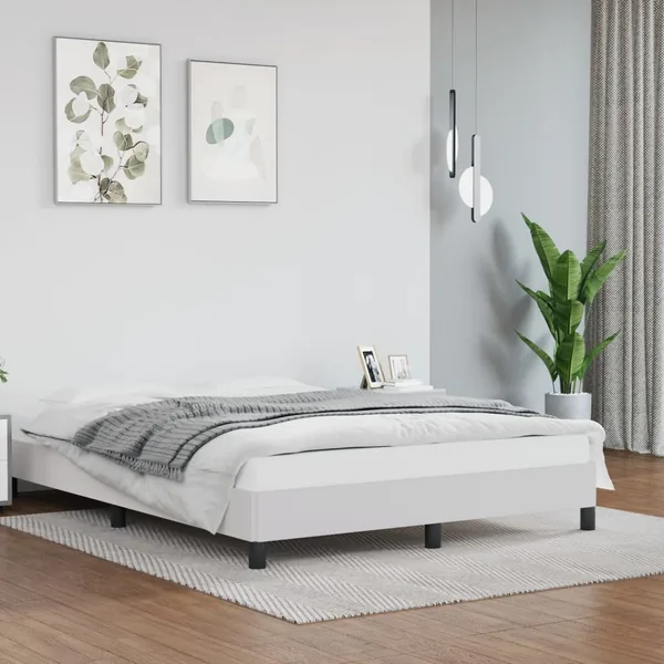 Cadre de lit sans matelas blanc 140x190 cm similicuir