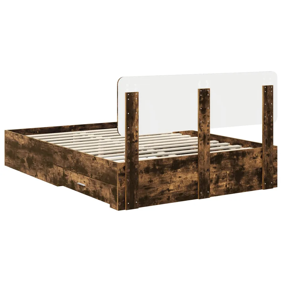 Cadre de lit Chêne fumé 150 x 200 cm Bois d'ingénierie - 8
