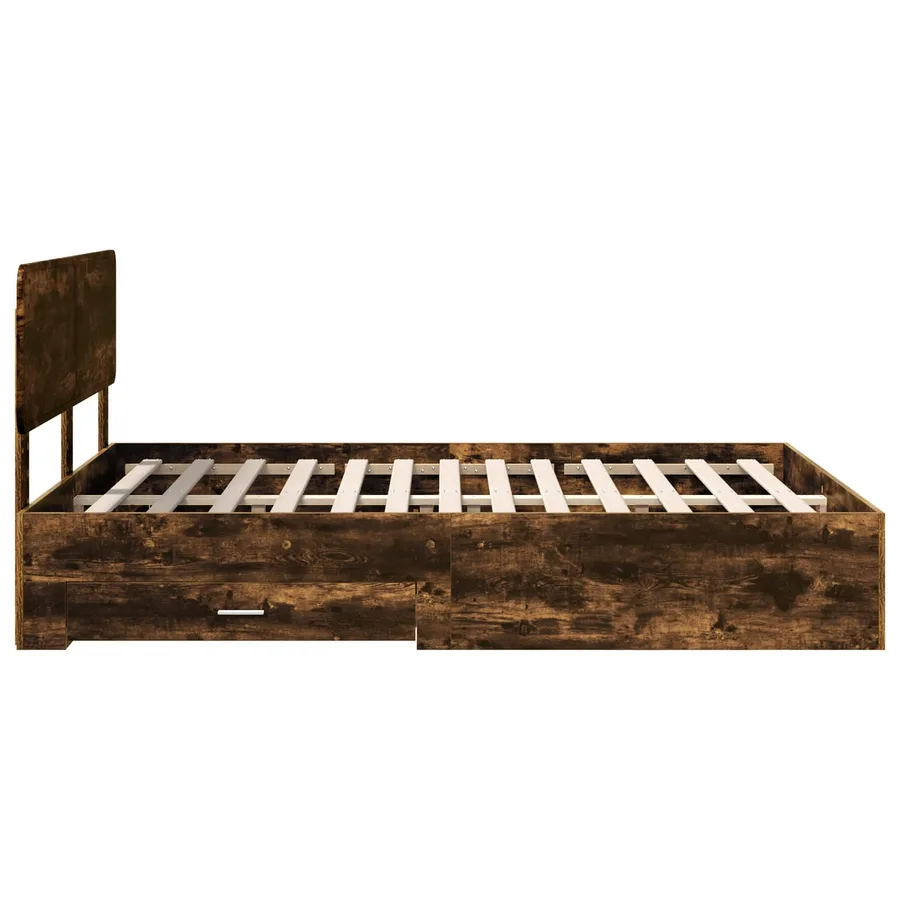 Cadre de lit Chêne fumé 150 x 200 cm Bois d'ingénierie - 9