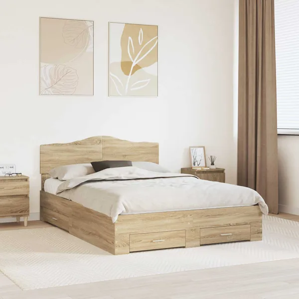 Cadre de lit Chêne Sonoma 150 x 200 cm Bois d'ingénierie