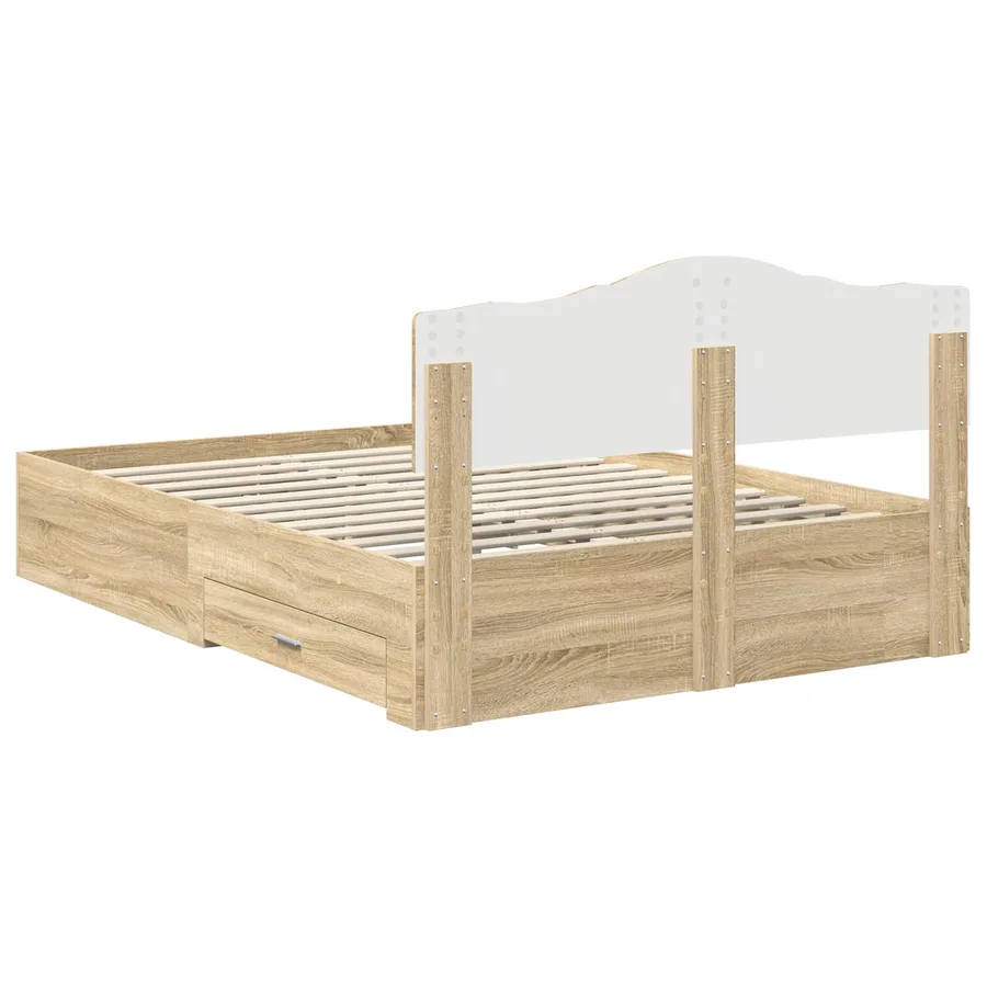 Cadre de lit Chêne Sonoma 150 x 200 cm Bois d'ingénierie - 10