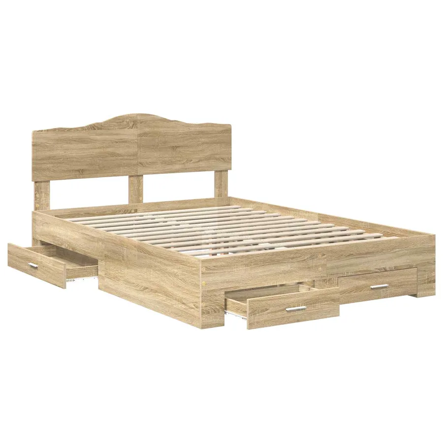 Cadre de lit Chêne Sonoma 150 x 200 cm Bois d'ingénierie - 5