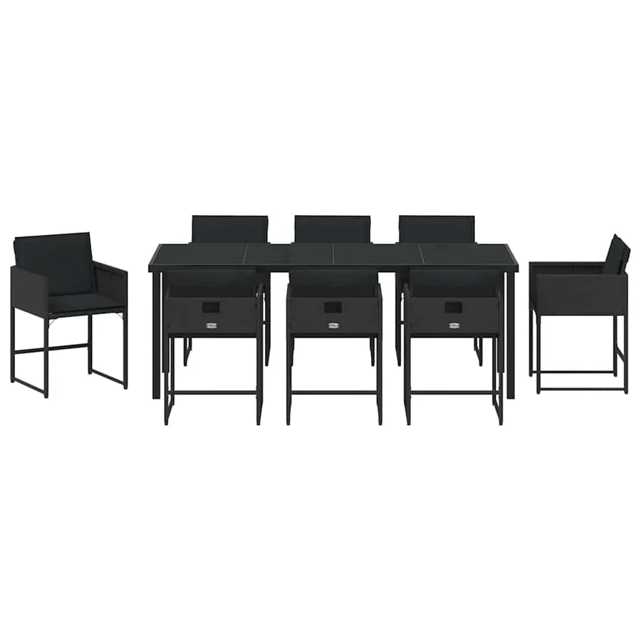 Ensemble de salle à manger pour jardin 9 pcs Noir polyrotin - 7